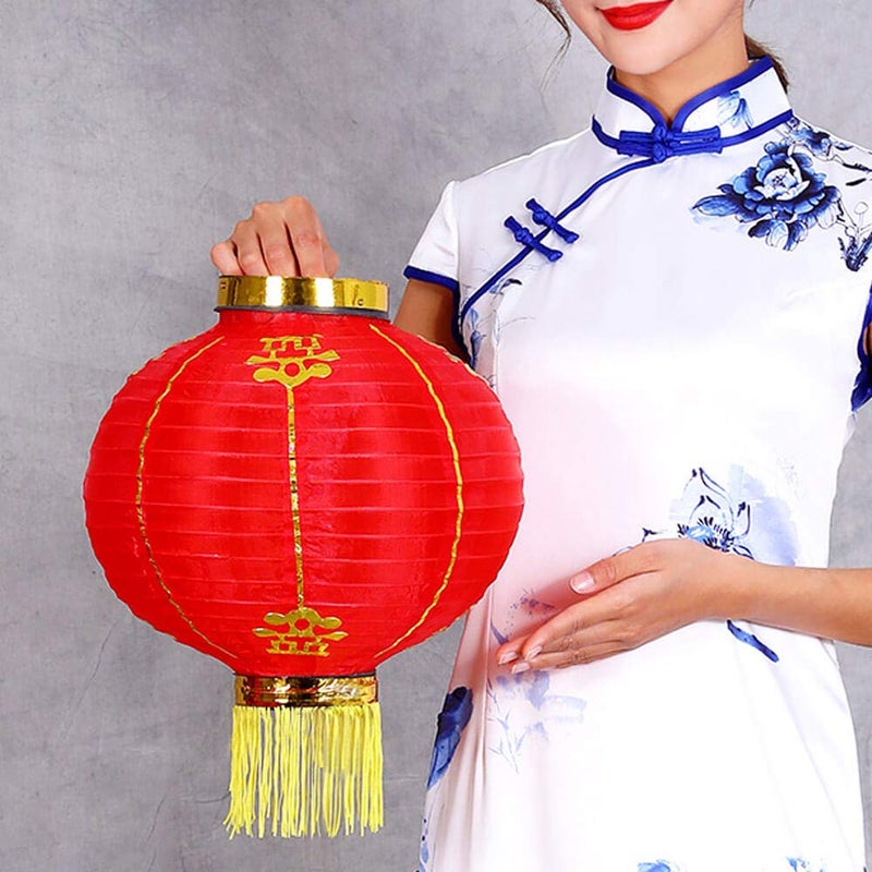 Luxtea Red Lanterns 12" Hanging Decorations for Chinese Spring Festival Celebration - Image 1